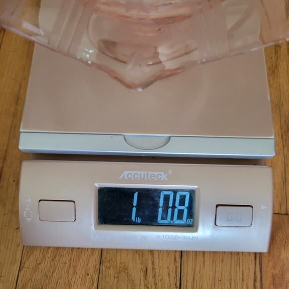 Vintage Pink Depression Glass Etched Rim Pedestal Compote Bowl - Picture 9 of 9